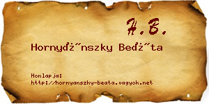 Hornyánszky Beáta névjegykártya