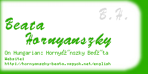 beata hornyanszky business card